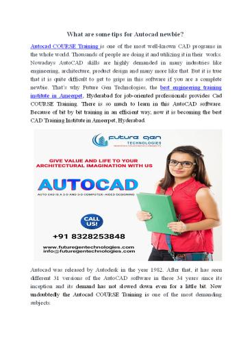 What are some tips for Autocad newbie?