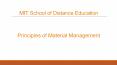 Principles of Material Management - MIT School of Distance Education PowerPoint PPT Presentation