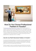 How Do You Choose Professional Painters In Toronto? PowerPoint PPT Presentation