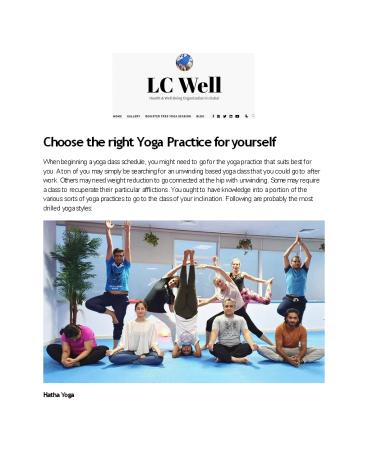 Choose the right Yoga Practice for yourself