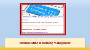 Distance MBA in Banking Management