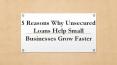 5 Reasons Why Unsecured Loans Help Small Businesses PowerPoint PPT Presentation