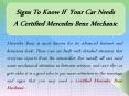 Signs To Know If  Your Car Needs A Certified Mercedes Benz Mechanic PowerPoint PPT Presentation