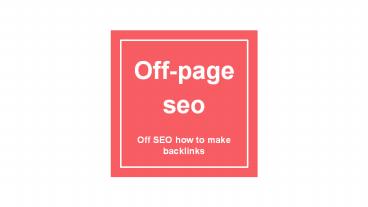bst off- seo tips and tricks
