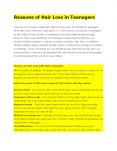 Reasons of Hair Loss in Teenagers PowerPoint PPT Presentation