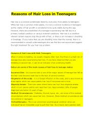 Reasons of Hair Loss in Teenagers