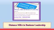 Distance MBA in Business Leadership