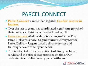 Parcel Connect | Courier service