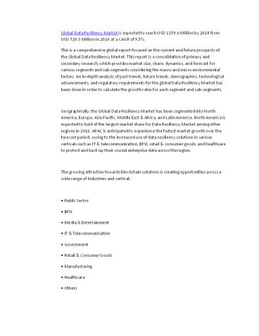 Global Data Resiliency Market