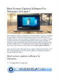 Best Screen Capture Software For Windows 10 8 and 7 PowerPoint PPT Presentation