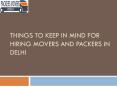 Things to Keep in Mind for hiring Movers and packers in Delhi PowerPoint PPT Presentation