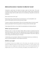 Bathroom Renovations: 5 Questions You Must Ask Yourself