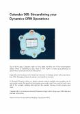 Calendar 365: Streamlining your Dynamics CRM Operations PowerPoint PPT Presentation