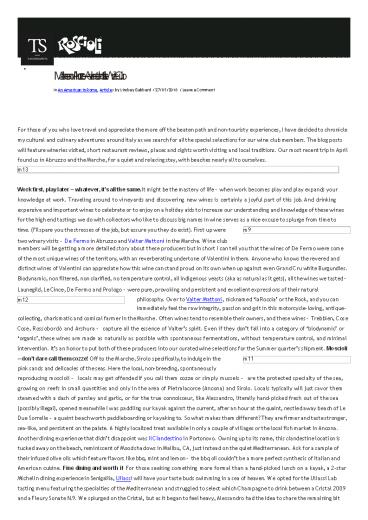 Marche and Abruzzo – Adventures for the Wine Club