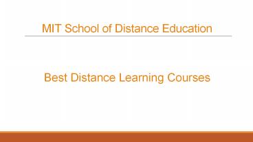 Best Distance Learning Courses - MIT School of Distance Education