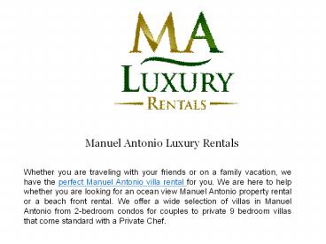 Manuel Antonio Villa Rentals