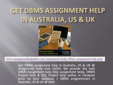 DBMS Assignment Help in Australia, US & UK at Assignment Help Hub (1)