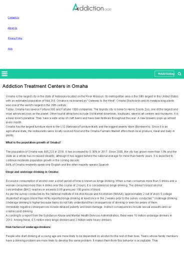 Addiction Treatment Centers in Omaha | Addiction Aide Center