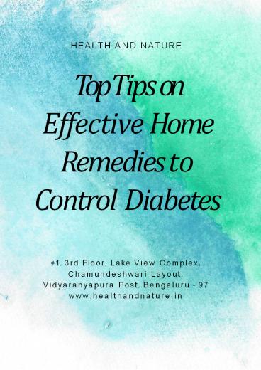 Top Tips on Effective Home Remedies to Control Diabetes