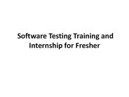 Software Testing Training and Internship for Fresher