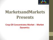 Crop Oil Concentrates Market  : Market Dynamics