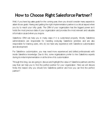 How to Choose Right Salesforce Partner presentation | free to download