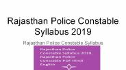 Rajasthan Police Constable Syllabus 2019