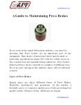A Guide to Maintaining Press Brakes PowerPoint PPT Presentation