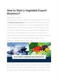 How to Start a Vegetable Export Business? PowerPoint PPT Presentation