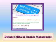 Distance MBA in Finance Management