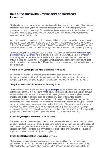 Role of Wearable App Development on Healthcare Industries