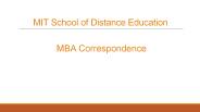 MBA Correspondence - MIT School of Distance Education