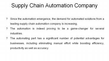 Supply Chain Automation Company Shares The Pros Of Automation