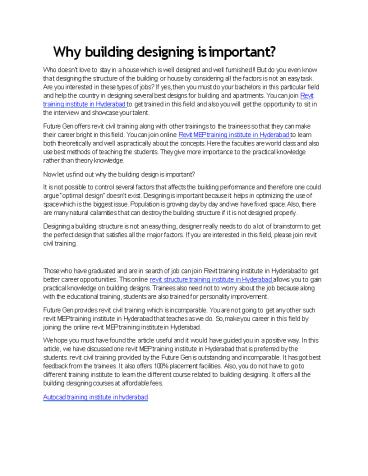 Why building designing is important?