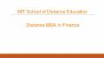 Distance MBA in Finance - MIT School of Distance Education PowerPoint PPT Presentation