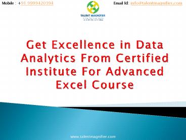 Get Excellence in Data Analytics From Certified Institute For Advanced Excel Course (1)
