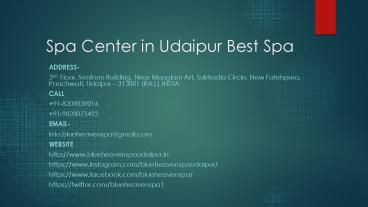 Spa Center in Udaipur Best Spa