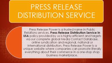 Press Release Distribution Service USA