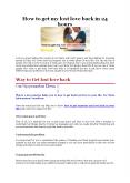 How to get my lost love back in 24 hours PowerPoint PPT Presentation