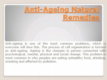 Anti Aging Home Remedies