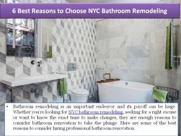 6 Best Reasons to Choose NYC Bathroom Remodeling