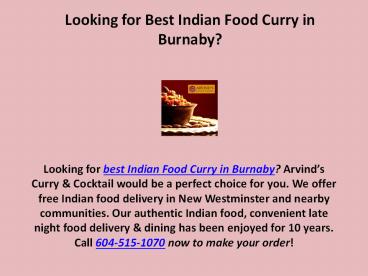 Looking for Best Indian Food Curry in Burnaby?