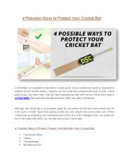 4 Possible Ways to Protect Your Cricket Bat