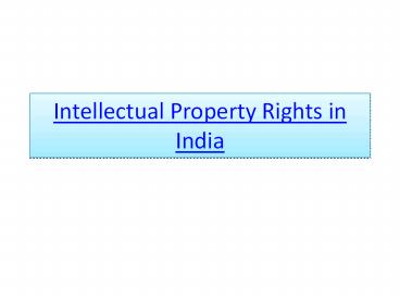 Intellectual property law in India