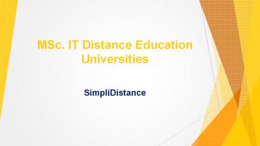 MSc IT Distance Education Universities - SimpliDistance