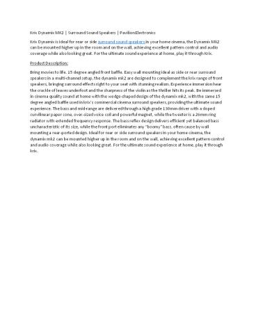 Krix Dynamix MK2 | Surround Sound Speakers | Pavilion Electronics