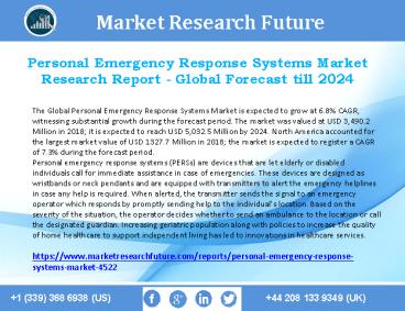 Personal Emergency Response Systems Market Growth Rate Research Report by Forecast 2024
