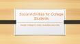 Social Activities for College Students - Avantika University PowerPoint PPT Presentation