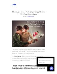 Why Plan for a Fantasy Sports App?