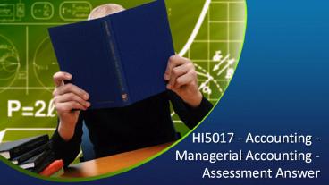 HI5017 - Accounting - Managerial Accounting - Assessment Answer